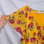 M by Marled Yellow Floral Print Short Sleeve V Neck Maxi Dress size large Photo 1