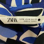 ZARA  Blue Black White Geometric V Neck Long Sleeve Mini Shift Shirt Dress Size M Photo 5