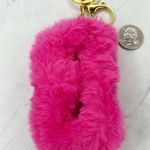 Pink Fuzzy Faux Fur B Monogram Initial Letter Bag Charm Keychain Keyring Photo 1