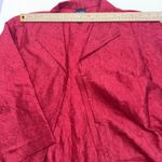 Eileen Fisher  RED Crushed 100% Silk Old Money Classic Designer Blazer Jacket Med Photo 4