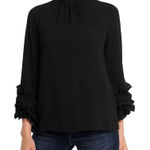 Vince Camuto ‎ Womens Ruched Turtle Neck Bell Sleeve Blouse Black Small NWOT Photo 0