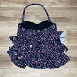 Island Escape Women's Blue/Purple Paisley Halter Tiered Bandini Swim Top sz 10 Photo 3