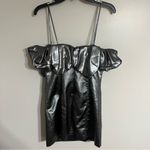 ZARA NWT Metallic Silver Voluminous Short Dress Spaghetti Strap Ruffle Size Med Photo 11