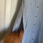 Anne Klein diane seersucker striped blue white midi button down sleeveless dress Photo 4