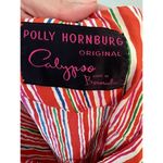 Vtg 1960's Polly Hornburg Original "Calypso" Silk Belted Dress 12 Red Stripe Photo 3