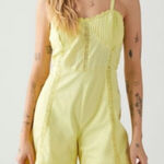 Urban Outfitters • Juliette lace insert romper yellow small Photo 0
