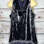 LOGO By Lori Goldstein  Sz L Purple Velvet - Lace & Satin Trim Hooded Vest Jacket Photo 2