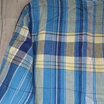 Evan Picone  100% Linen Blue and Yellow Plaid Button-Up Shirt Photo 12