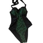 Hot Topic GOTHIC SEXY GREEN LACE FLOWERS PANEL HALTER SWIMSUIT BATHING SUIT STEAMPUNK M Photo 8
