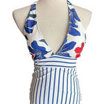 NWT Womens Phurro Deep V Contrast Halter Floral Swimsuit Photo 0