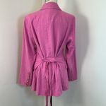 Free People NWT  Pink Linen Blend Double Breasted Tie‎ Back Blazer Jacket - M Photo 9