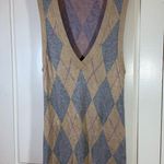 Plenty by Tracy Reese Argyle Sweater Vest Sleeveless Knit Top Dress Medium Retro Tan Photo 0