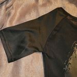 Black flocked Angel Print Mesh Top Green Photo 3