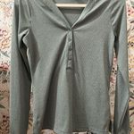 Athleta Women's Long Sleeve Uptempo Ribbed Henley Shirt Small Stretchy Sage Teal Photo 0