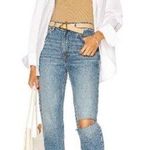 RE/DONE ππ 70's Straight Leg Jeans ~ Daring Indigo With Rip High Waist 31 NWOT Photo 0