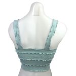 ZARA Light Blue Ribbed Knit Scalloped Trim Square Neck Stretch Crop Tank Top M Photo 1