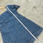 SO  Women’s Denim Mini Dress Square Neck Puff Sleeve Smocking Panels Size L Photo 13