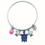 Boutique Beaded Sea Turtle Charm Colorful Bangle Bracelet Photo 0