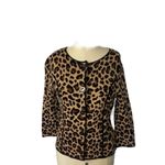 Jones New York Leopard Print Knit Cardigan Sweater Size Small S Button Down Photo 1