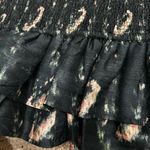 Love Shack Fancy  Black Flower Print Silk Violet Mini Dress Puff Sleeve XS Photo 5