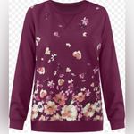Woman Within  Purple Floral Off-the-Shoulder Sweater Photo 2