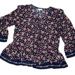 Max Studio  Baby Doll Boho Blouse Blue/pink floral Size‎ Medium Photo 0
