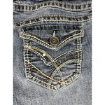 Truce Jeans Denim Bermuda Shorts Size 9 Embroidered Flap Pockets Distressed Blue Photo 4
