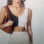 STAUD  Hana Top in Navy and White In Ribbed Knit Size L Photo 2