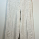 Ann Taylor The Drapey Marina Trouser Pants Beige Wide Leg Ankle Button Crop Sz 4 Photo 0