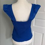 Old Navy  royal blue smocked sleeveless eyelet lace crop top shirt size larg Photo 2