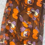 Retro Cejon Brown & Orange Floral Rectangle Neck Scarf Photo 4