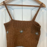 Hazel Moon Brown Embroidered Sweater Knit Crop Top‎ Size XL Tan Photo 0
