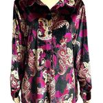Vintage Y2K Denim & Co Floral Paisley Button Up Velvet Top Size 1X Whimigoth Photo 0