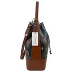Brahmin  Marlowe Embossed Leather Bucket Bag Bottle Blue Fletcher Photo 3