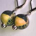 Elegant Green and Yellow Clay Beaded Boho Earrings Photo 3