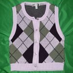 Urban Outfitters Argyle V-Neck Sweater Vest - Black, Green, Purple size Small Photo 1