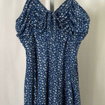 Missufe XL Chic Ditsy Floral Spaghetti Strap Mini Dress Ruched Boho Flowy Blue Photo 0