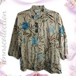 100% SILK Asian Chinese Button Down Blouse Large Photo 0