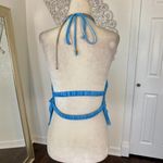 Early 2000's Blue Glitter Ruffle Frilly Cropped Open Back Halter Top M Size M Photo 4