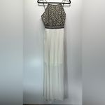Soiéblu Open Back ModCloth Maxi Dress Cream with Black & Beige Flowered Bodice Photo 1