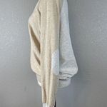 J. McLaughlin Womens Contrast Sweater Size XL Beige Gray Cotton Modal Elbow Patch Photo 2