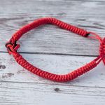 Adjustable Red Tie Bracelet with Red & Black Knot Photo 4