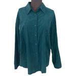 Oversized Corduroy Ribbed Button Up Shirt Teal Emerald Green Women’s Size M/L Photo 1