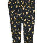Torrid Size 1 Challis Pants Black Yellow Floral Tie Belt Whimsigoth Flowy Boho Photo 1
