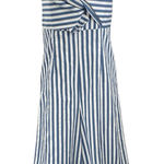 Sugar Lips Blue White Striped Strapless Bandeau Twist Wide Leg Jumpsuit Size S Photo 0