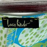 Vintage Loco Lindo Y2K Multi Print Scarf Hem Slip Dress Teal White Green Small Blue Photo 9