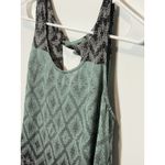 Y2K Teal Flowy Black Top Tank Medium‎ Open Back Shirt Blouse Geometric Pattern Photo 1