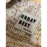 Aritzia  Sunday Best Cream Floral Smocked Short Puff Sleeve Mini A-Line Dress S Photo 2