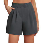 NWT Dark Gray Tailored‎ High Waist Wide Leg Shorts with Pockets Photo 0