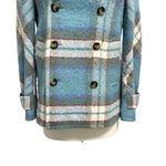 Sundance  Wool Blend Plaid Double Breast Coat Twee Boho Blue size XS Petite Photo 3